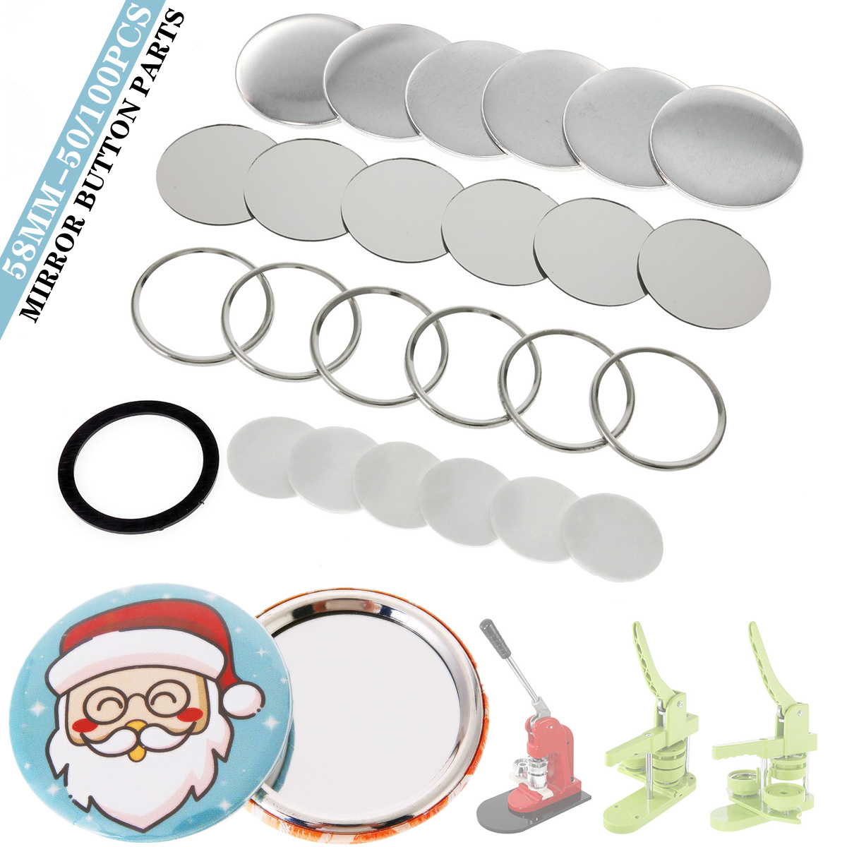 Button Badge Blank - Peças de Botão Espelhado em Branco