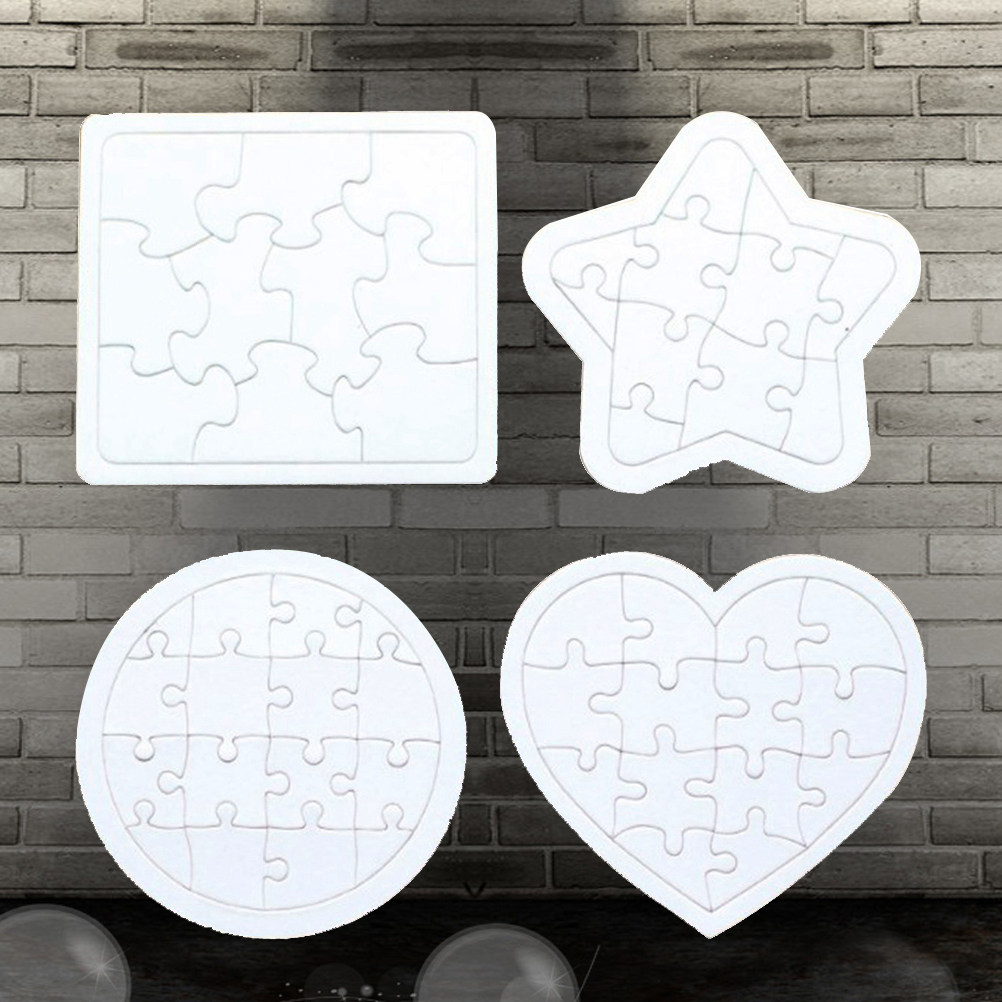 Puzzle Blank White - 4 Peças de Quebra-Cabeças em Branco,